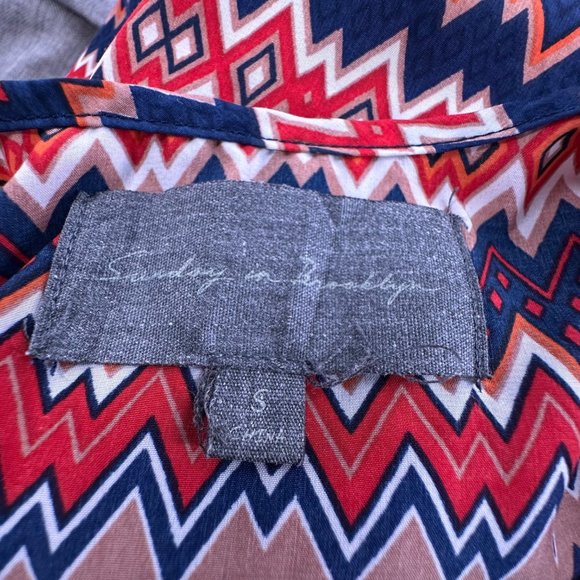 Sunday in Brooklyn Dress Elastic Waist Sleeveless Lightweight Small Orange Blue - Picture 3 of 11